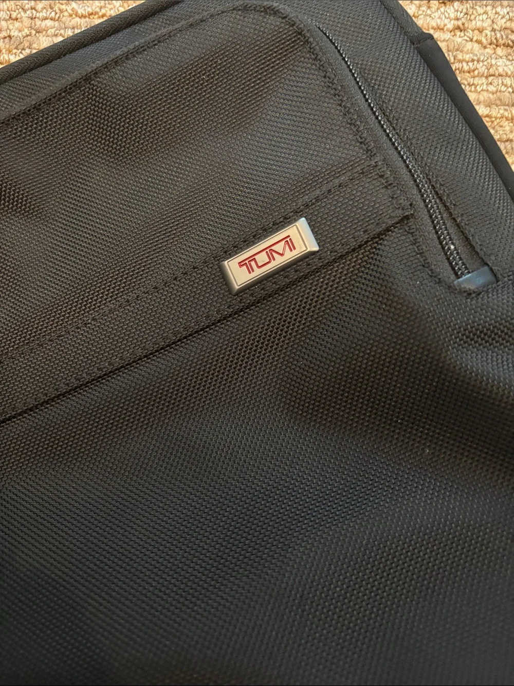 Tumi Black Nylon Laptop Sleeve with Front Pocket and ID Patch